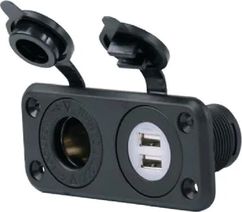 12V DUAL USB&REC COMBO W/PL