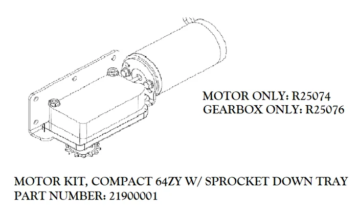 BAL 21900001 RV Slide Out Accu Slide Compact Standard Motor Kit With Sprocket Down Tray 64ZY