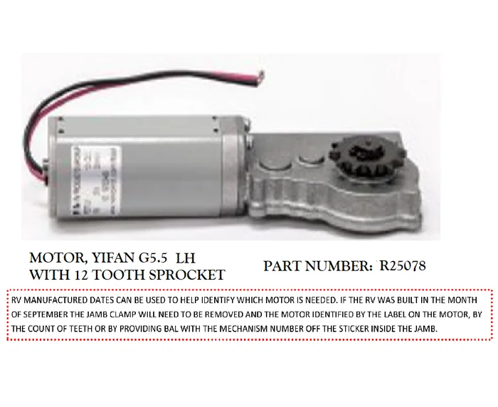BAL R25078 RV Slide Out Exact Slide Motor Kit With Gearbox Mount Top Right Or Bottom Left