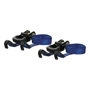 CURT 83020 16′ Blue Cargo Straps with J-Hooks (733 lbs, 2-Pack)