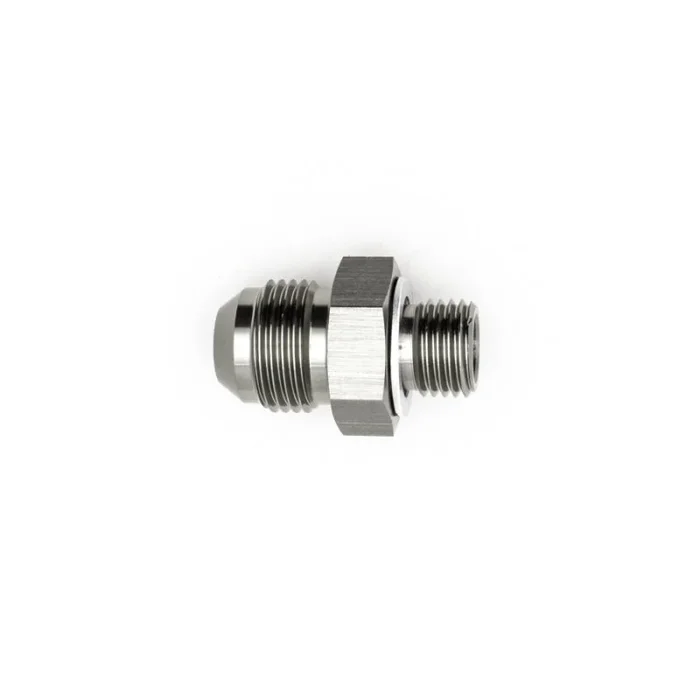 DeatschWerks 8AN Male Flare to M14 X 1.5 Male Metric Adapter (Incl Washer) – Anodized Matte Black