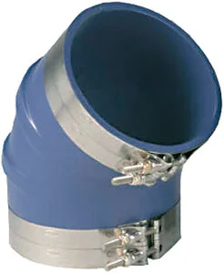 ELBOW 6IN 45D W/CLAMPS BLUE SI