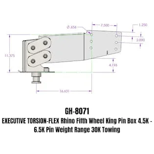 Gen-Y Hitch GH-8071 EXECUTIVE TORSION-FLEX Rhino Fifth Wheel King Pin Box 3.5K – 6.5K pin weight
