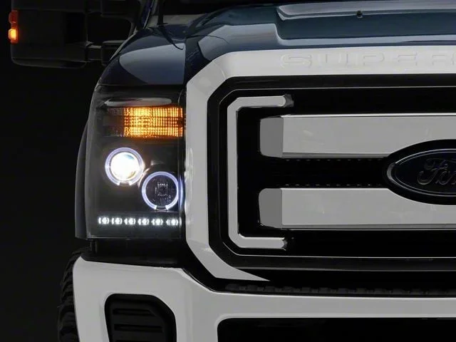 LED Halo Projector Headlights; Black Housing; Clear Lens (11-16 F-250 Super Duty)Find parts that fit my vehicle