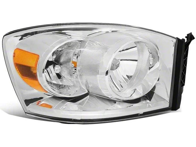 OE Style Headlight; Chrome Housing; Clear Lens; Passenger Side (07-08 RAM 1500)Find parts that fit my vehicle