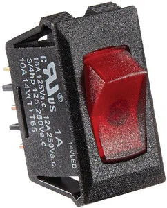 SWITCH-ILL ROCKER 10A BLK W-RD