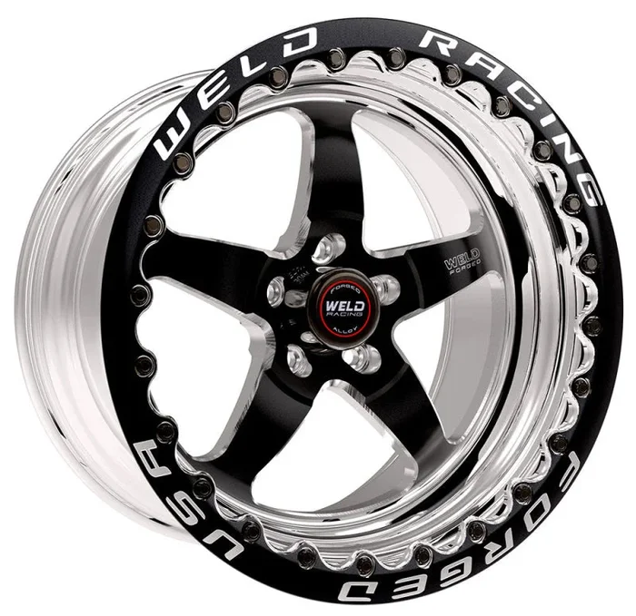Weld S71 17×10.5 / 5×4.5 BP / 8.8in. BS Black Wheel (Medium Pad) – Black Single Beadlock MT