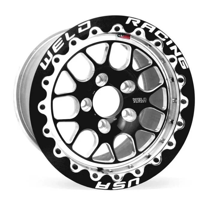 Weld S77 15×10.33 / 5×4.75 BP / 4.5in. BS Black Wheel (Medium Pad) – Black Single Beadlock MT